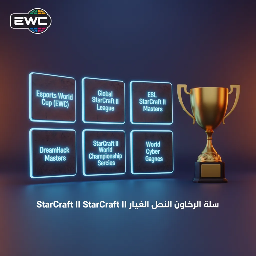 صورة تلخص أهم بطولات StarCraft II للمراهنة: EWC، GSL، ESL Masters، DreamHack Finals، WTL، HomeStory Cup